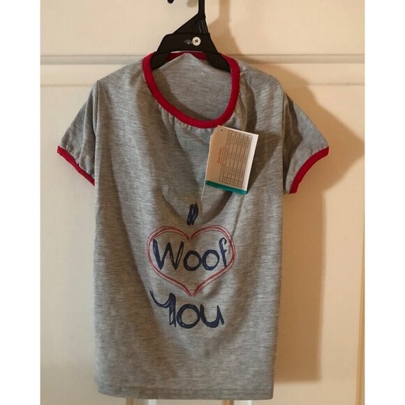 Dog Apparel ASPCA T Shirt I Woof You Grey and Red Size Medium - Picture 2 of 5